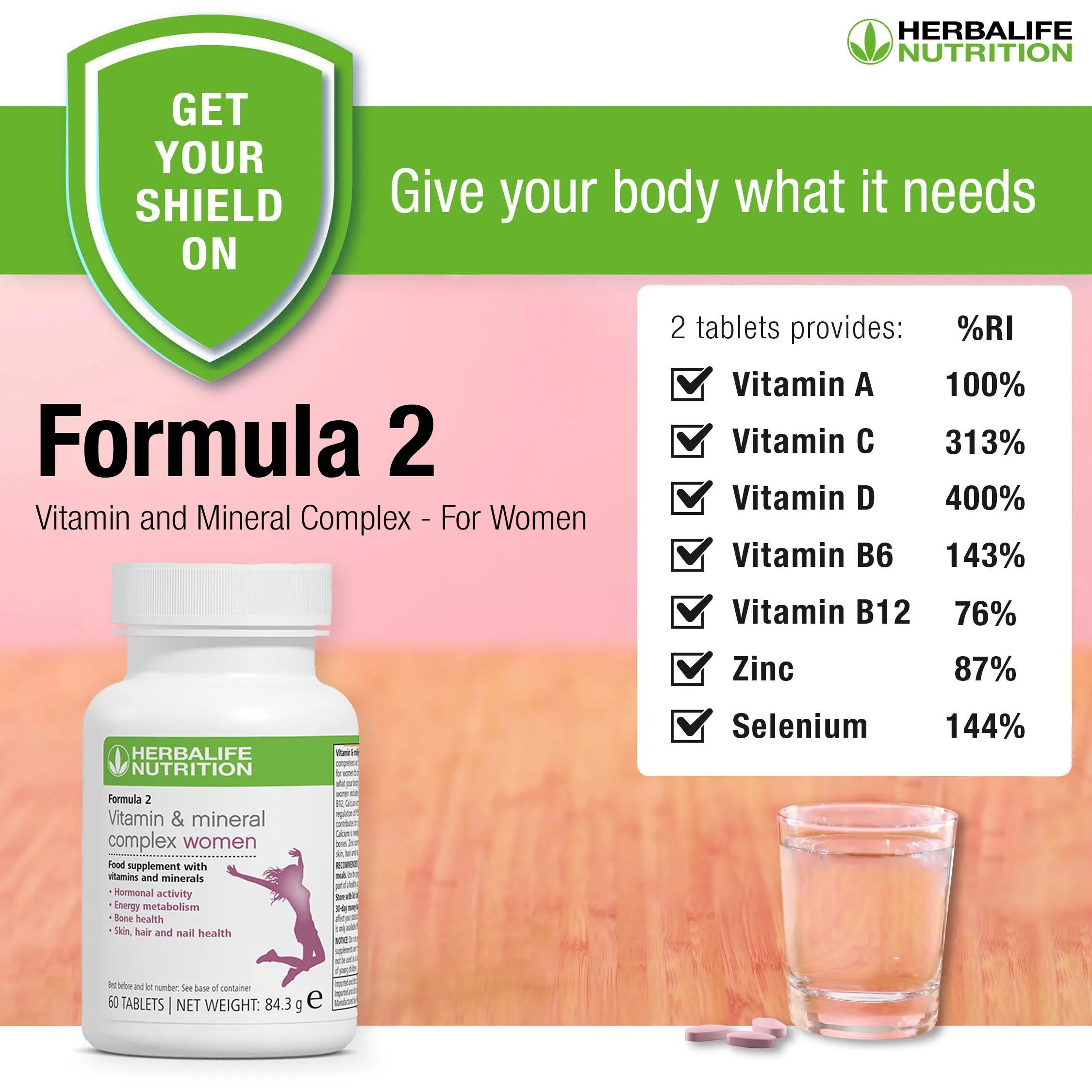 

Herbalife Formula 2 Vitamin Mineral Complex Women Multivitamin Supplement 60 Tablets Food Supplement Healthy Lifestyle Hormonal