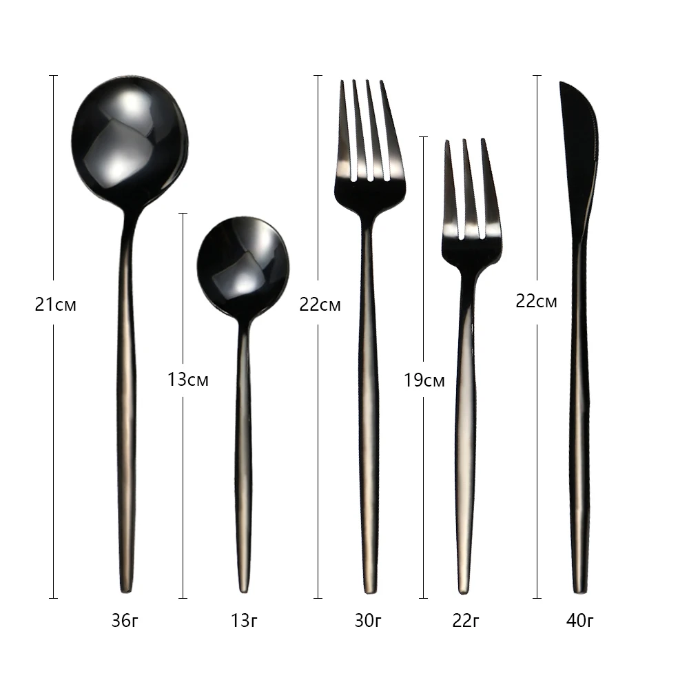 Houlife 30pcs Tableware Set Stainless Steel Cutlery Kitchen Knives Forks Spoons Luxury Dinnerware Black | Дом и сад