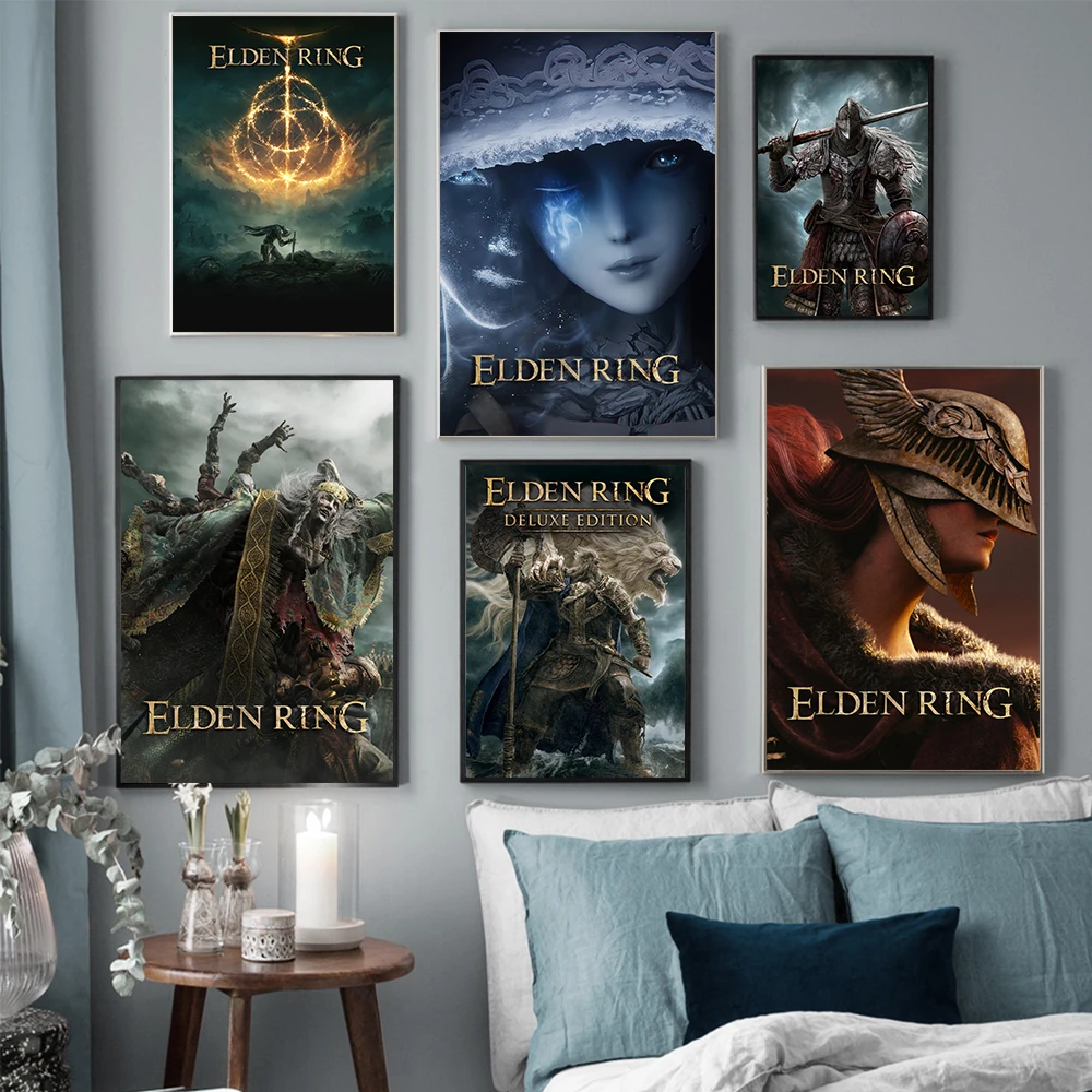 Картина Elden кольцо постеры и принты для видеоигр настенная на холсте в стиле