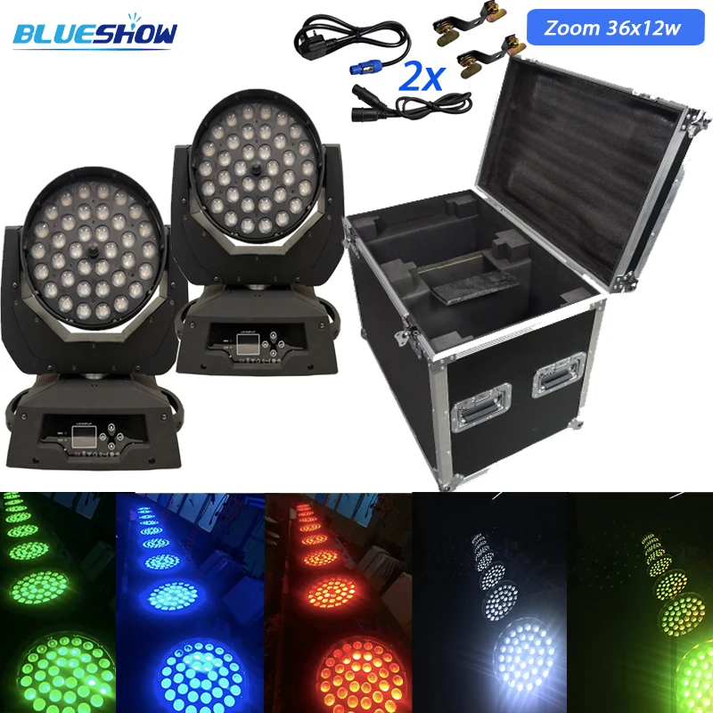 Без налога F светильник чехол 2x светодиодный Zoom Wash RGBW 36x12w 4in1 движущийся головной