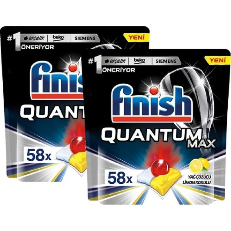 

Finish Quantum Max Dishwasher Detergent 116 Capsules 58 x 2 Lemon New Model