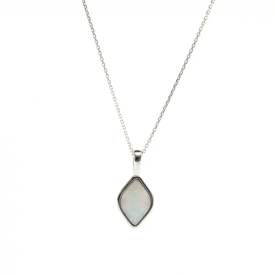 

Dainty White Opal 40 CM Necklace 925 Sterling Silver