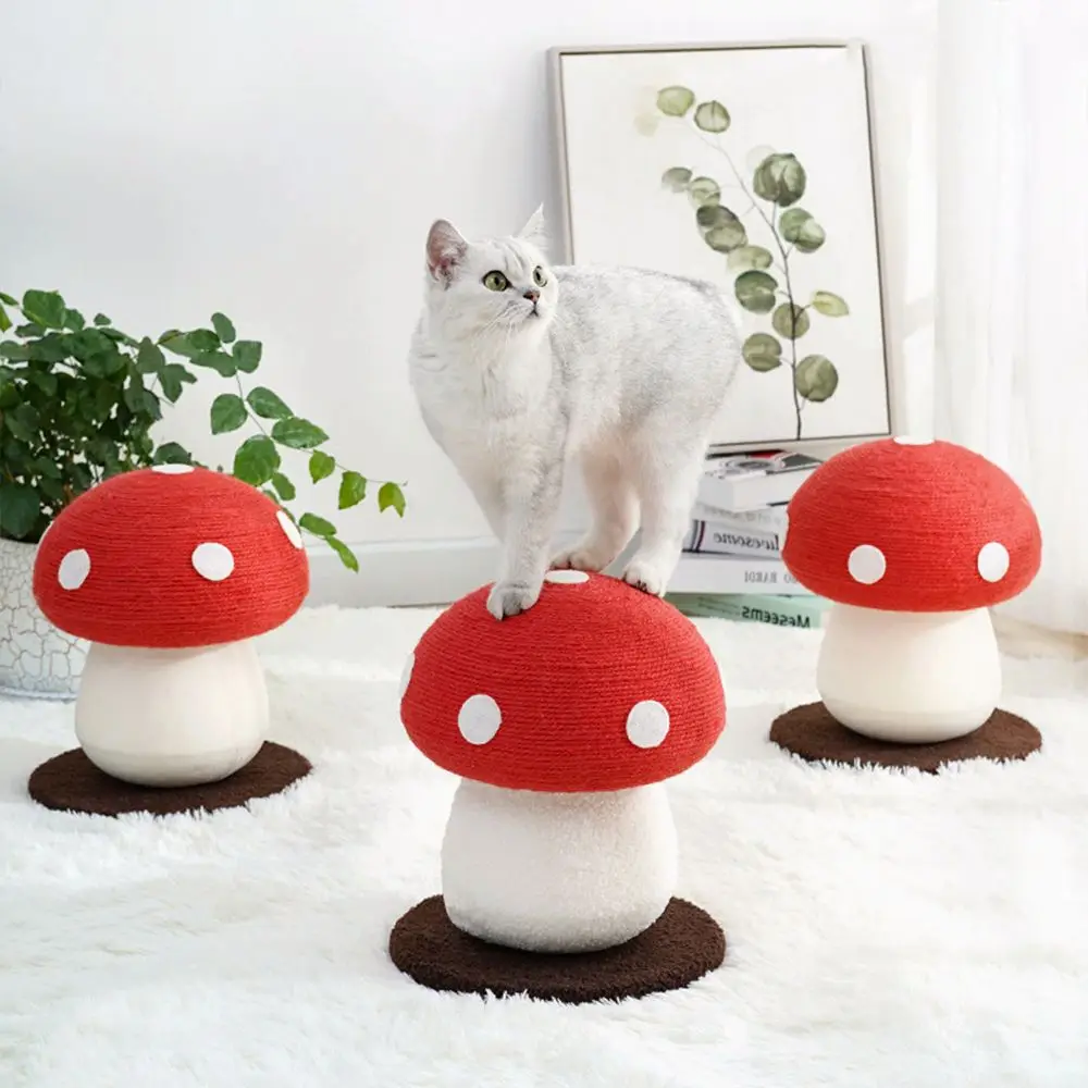 

Cat Tree Sisal Cat Scratching Post Grinding Claw Toy Red Mushroom Cat Scratcher Cardboard Cats Climbing Frame Furniture Supplies