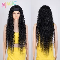 magic synthetic headband wig long curly black ombre blonde wigs natural looking headband scarf wig water wave no glue no sew in