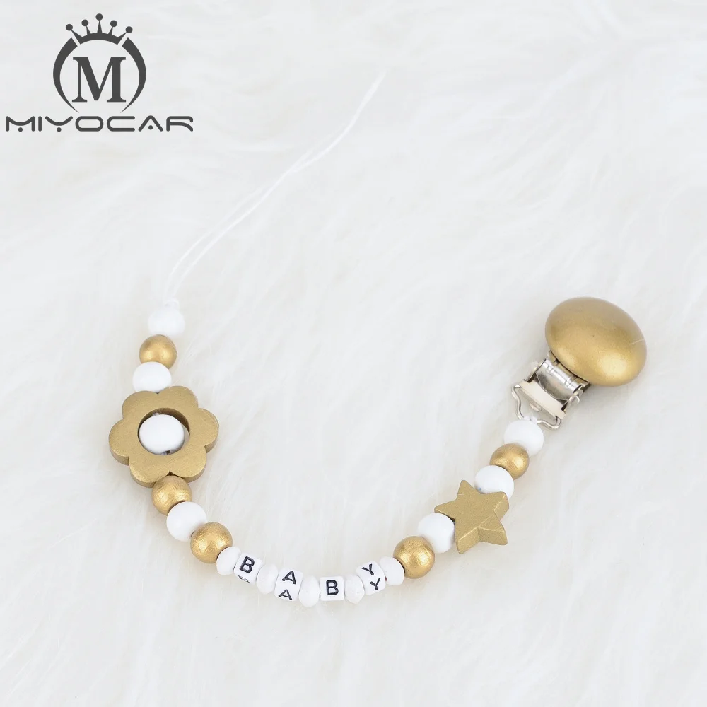 MIYOCAR персонализированные любое имя золотой цветок и звезда деревянные бусины