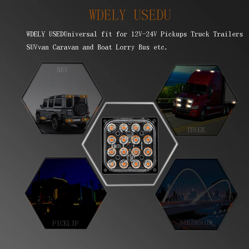 

16 LED Emergency Beacon Warning Strobe Flash Light Bar With Waterproof pads 12-24V Car Truck Police Construction Light