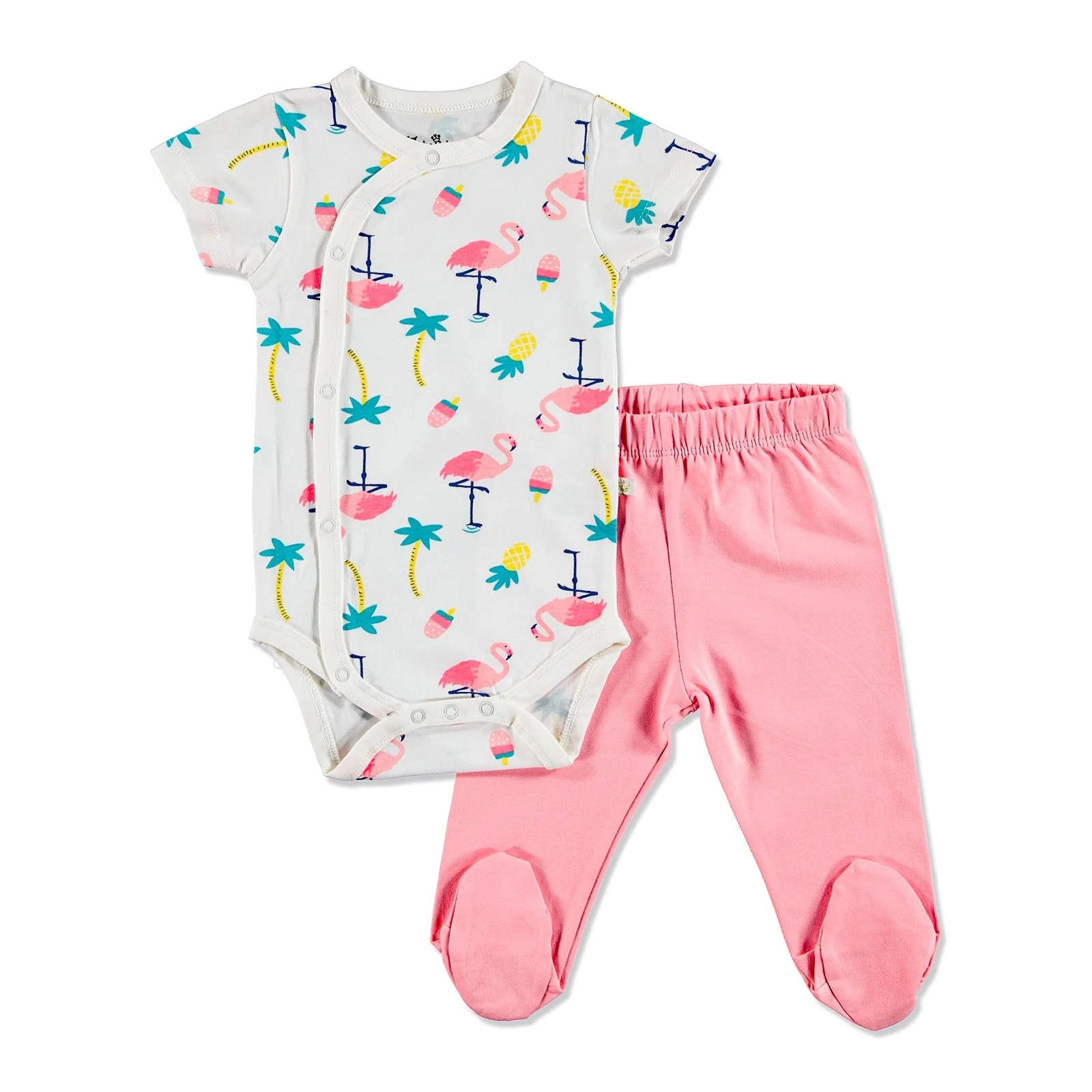 Ebebek/летний Боди с изображениями фламинго для девочек комплект из 2 предметов| |