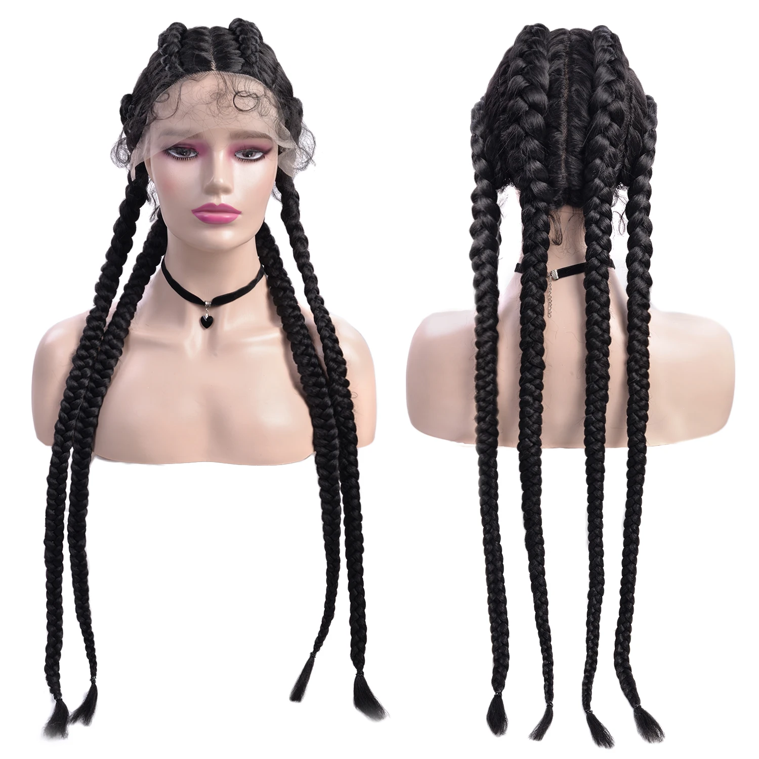 Braided Lace Front Wig African Glueless Box Braids Wig Women Tresse Cornrow Synthetic Lace Braided Wig Baby Hair For Black Women