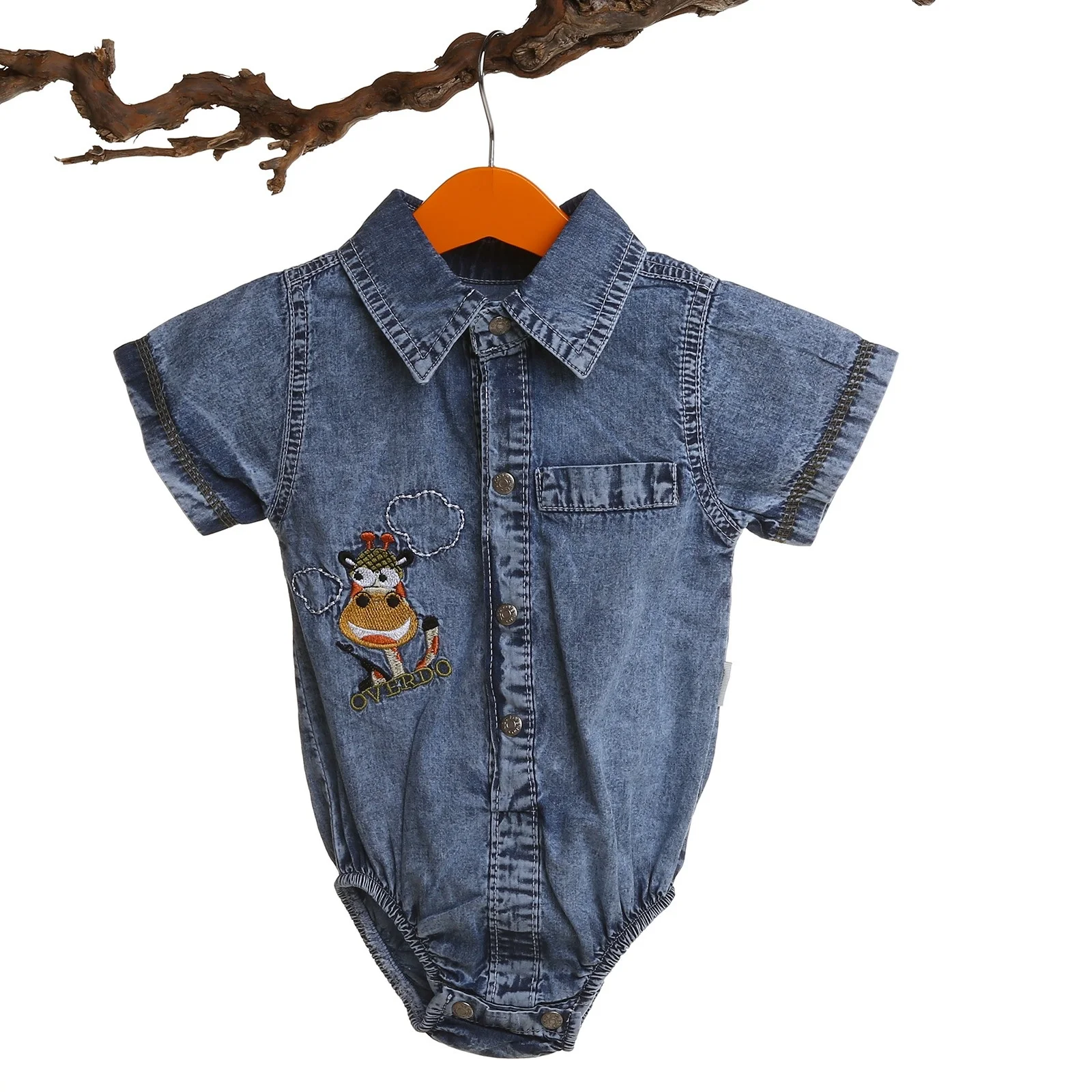 Джинсовый комбинезон с короткими рукавами и вышивкой ebek Overdo |