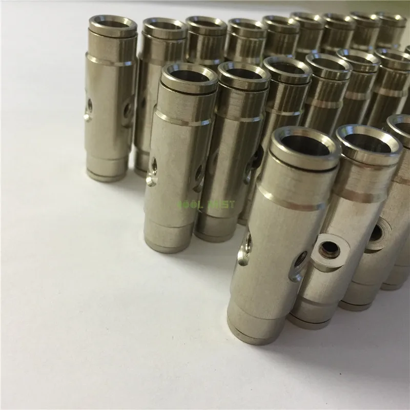 

H135 Tee connector with 2 hole nozzle seats brass with nickel plating material slip type for 3/8 tubing and misting system 20pcs