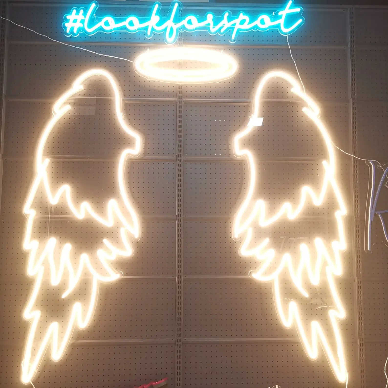 Аngel wings and halo neon sign custom Nimbus Свадебный декор для вечеринки знак ангела неоновая