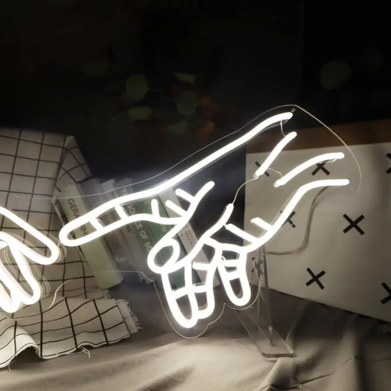 Неоновая вывеска руки Бога для спальни с неосветильник выми цветами на заказ