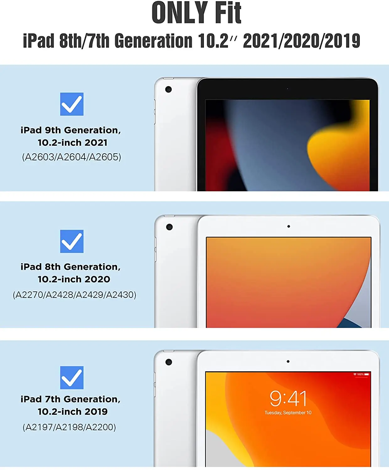 Чехол для iPad 9-го поколения 2021/8-го 2020/7-го 2019 360 градусов вращающаяся подставка