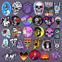 hippie skull patch iron on patches for clothing thermoadhesive patches on clothes punk style embroidery patch sewing badges diy