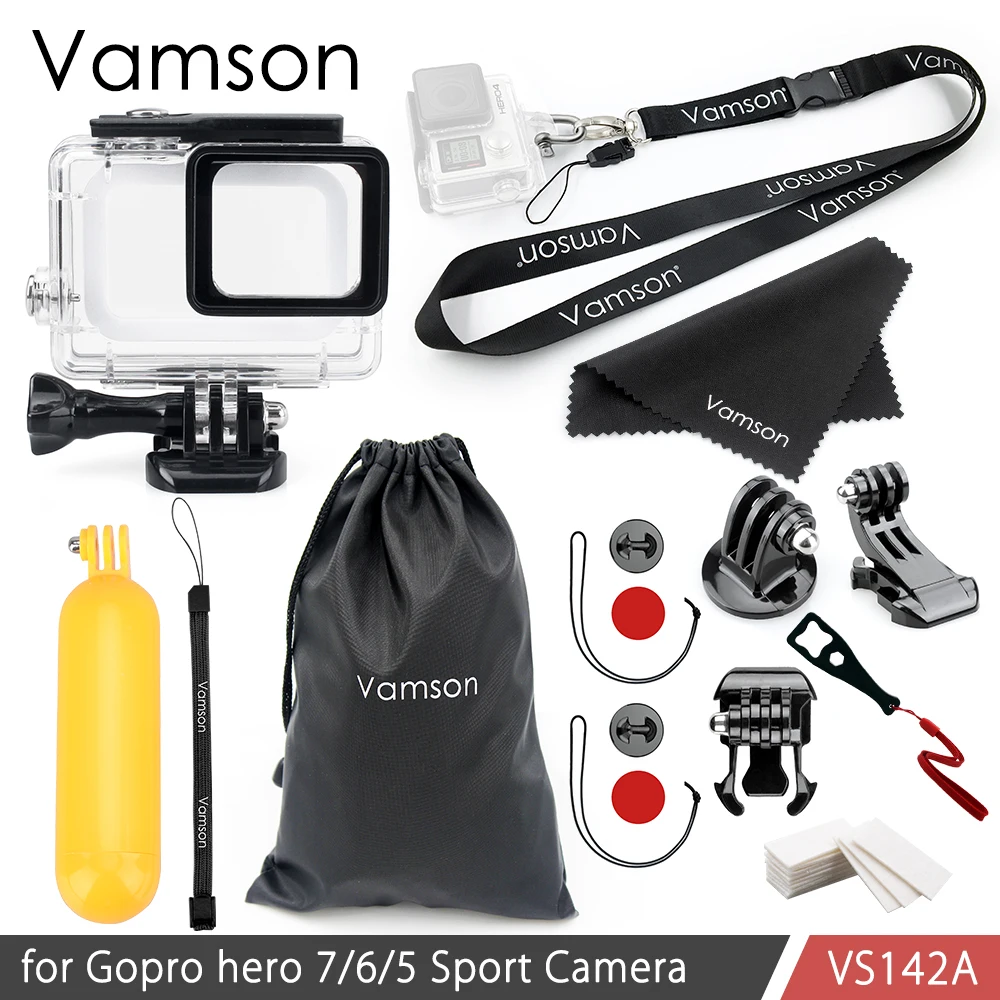 VS142A Vamson для Gopro Hero 7 6 5 комплект аксессуаров для шеи водонепроницаемый корпус Чехол-рамка плавучий поплавок для камеры Go pro Hero 6 5 VS142 - Цвет: VS142A
