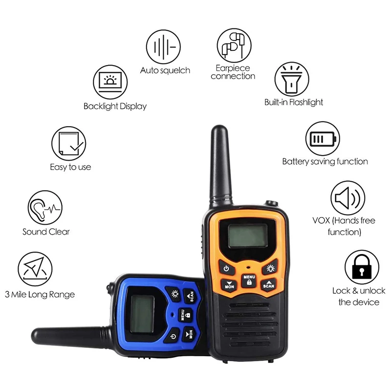 Walkie Talkies for Kids 5 Miles Long Range Two Way Radios 22 Channels Gift Family Outdoor Adventure Game | Игрушки и хобби