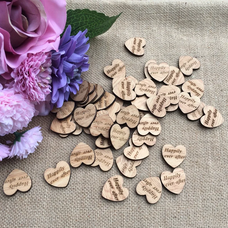 

50pcs Wooden Heart Ornaments for Crafts Table Scatter Rustic Wedding Engagement Bridal Valentine Day Home Party Decoration