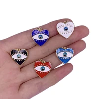 5pcs enamel brass 14k gold filled heart eye pendant charms 18x18mm accessories for making necklace bracelet decorations