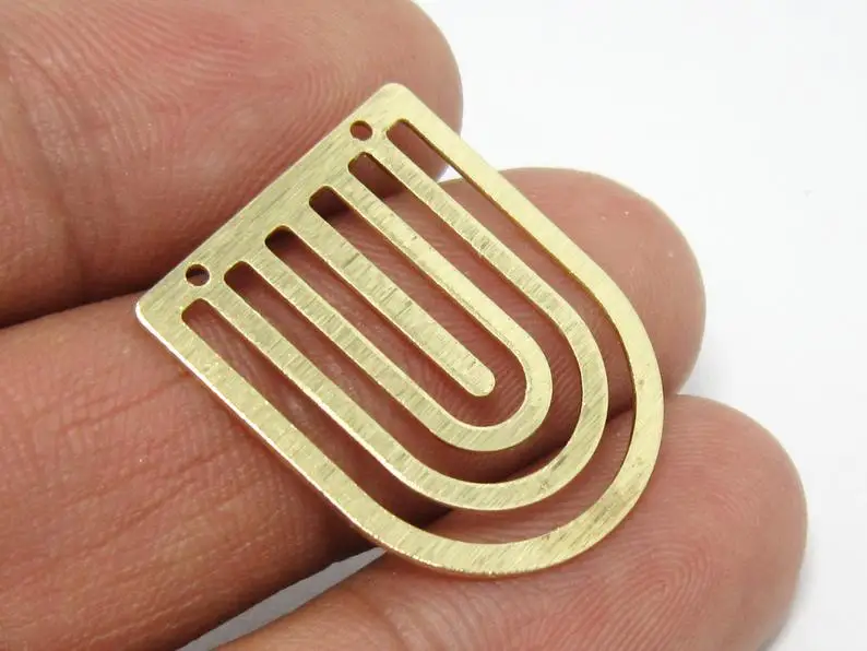 

10pcs Geometric earrings charms, Drop earrings charm, 25x20mm D shaped textured Brass pendant, necklace findings R1288