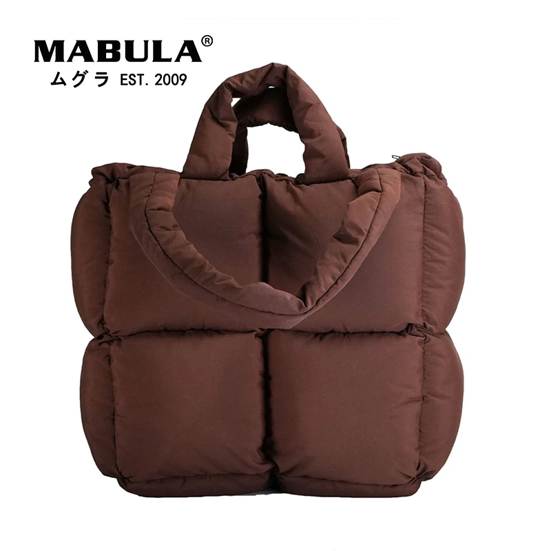 

MABULA качественная пуховая стеганая сумка-тоут фирменный дизайн стеганая мягкая подушка сумка для женщин 2021 зимний большой кошелек для покуп...