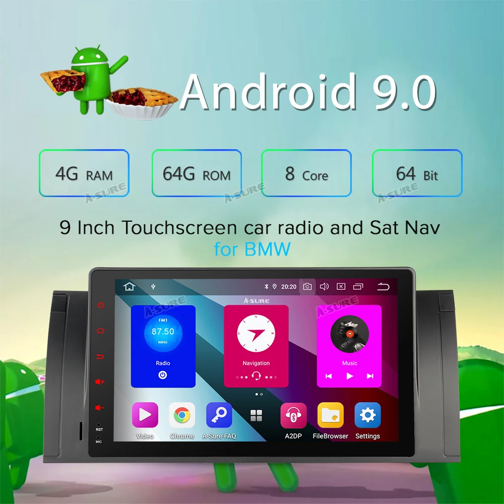 A Sure 1 Din 8 CORE 64G ROM Android 9 0 автомобильный Автомобильный Радио навигатор с GPS DVD для BMW X5