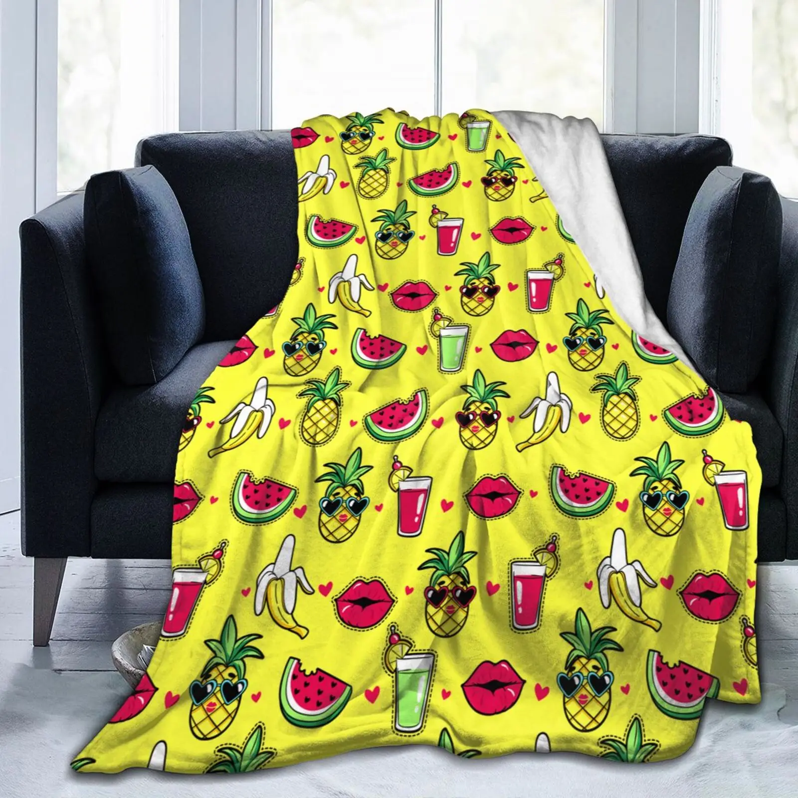 

Summer Fruit Fancy Decorative New Age Tie Dye Soft Cozy Fleece Blanket Dropship Wholesale Family Winter Flannel Throw Homedecor