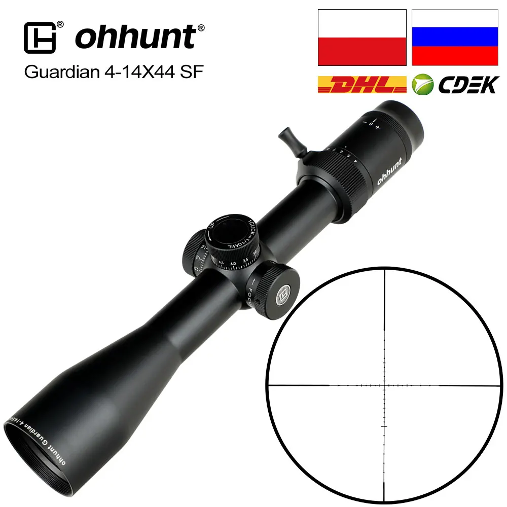 Cheap ohhunt Guardian 4 14X44 SF Tactical Optical Sights Sniper Scope Side Parallax Riflescope with KillFlash Cover for Shooting Rifle