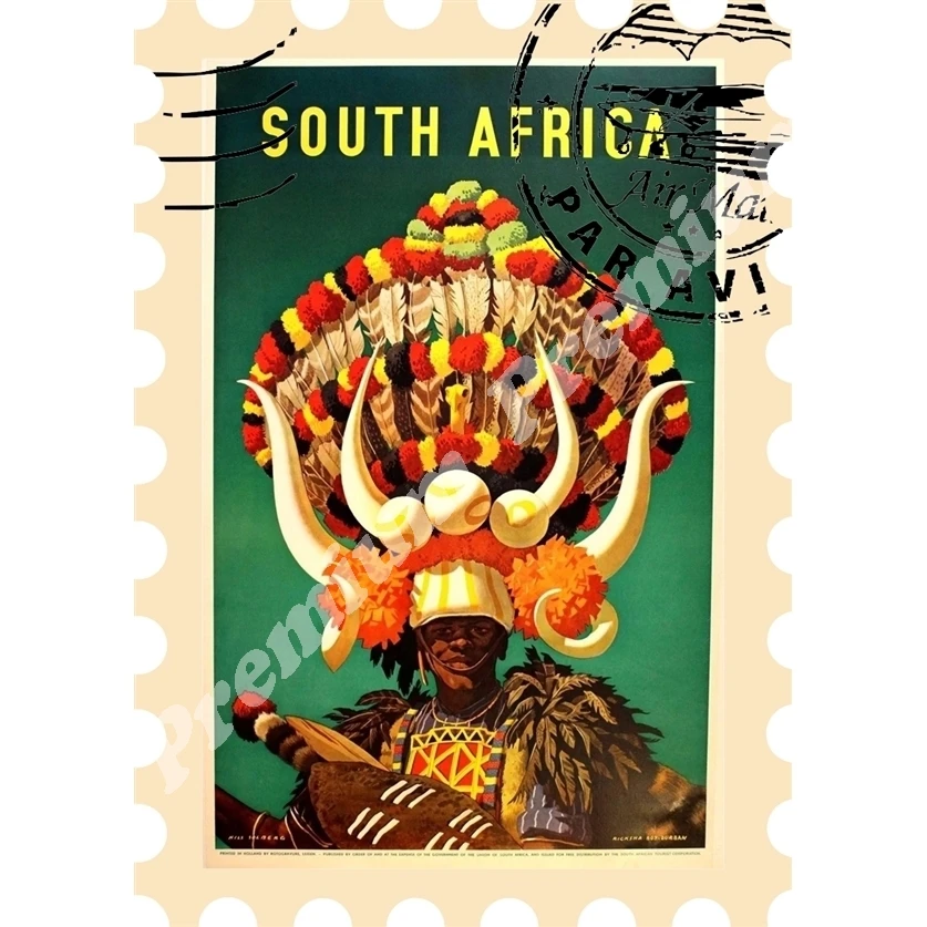 Южная Африка Сувенирный магнит Винтажный туристический плакат|Магниты на