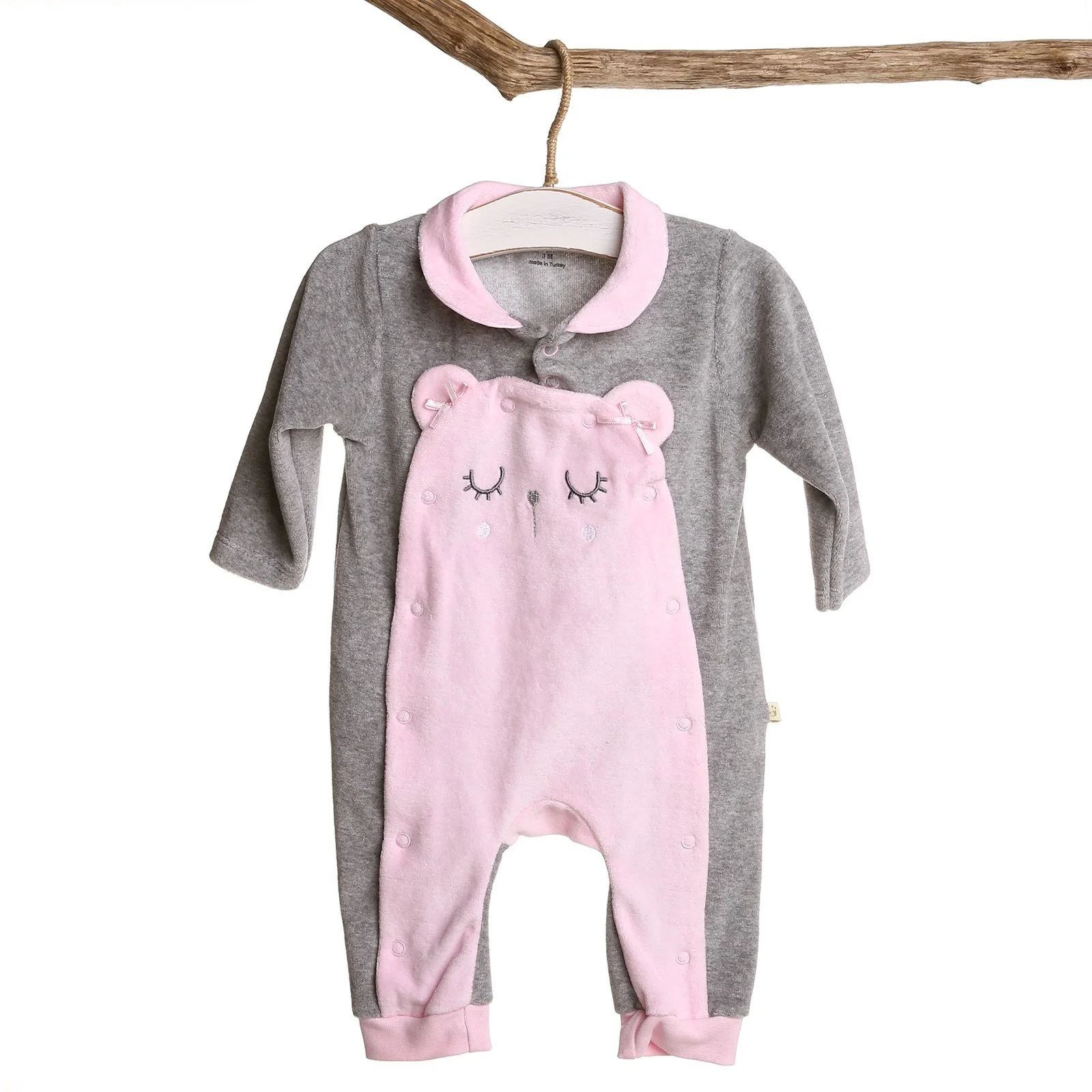 Ebebek/Детский комбинезон в рубчик для девочек с изображением кота| |