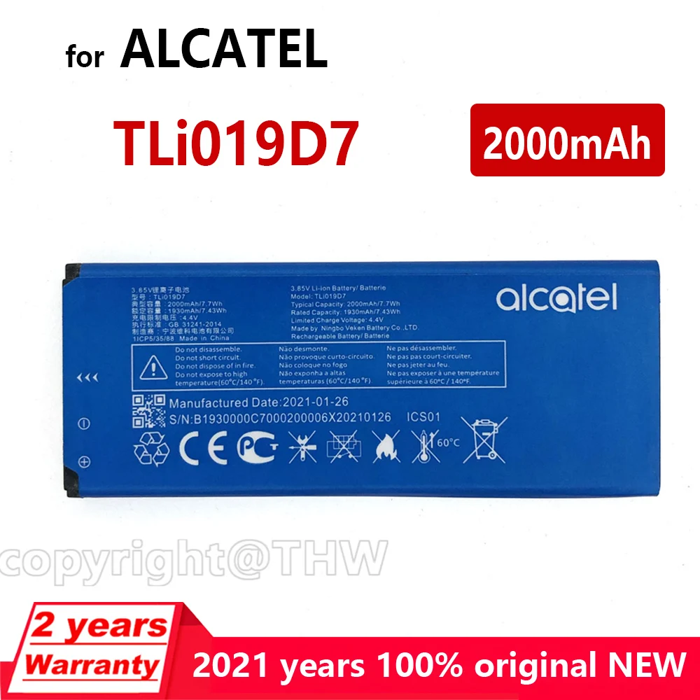 

100% Genuine New 2000mAh TLi019D7 Battery For Alcatel 1 5033 5033D 5033X 5033Y 5033A 5033T 5033J For Telstra Essential Plus 2018