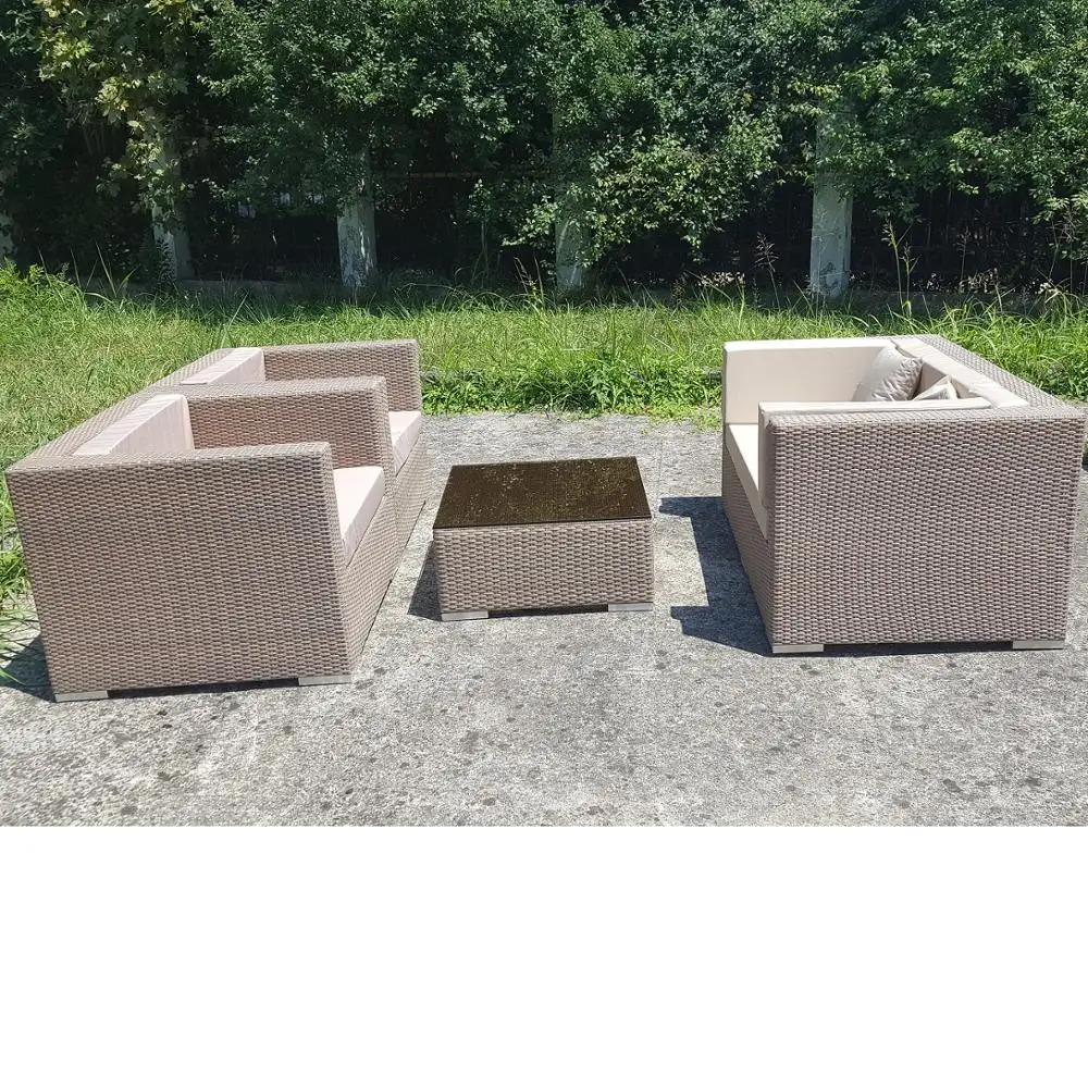 Уличная мебель на террасу плетеная из искусственного ротанга диван 2 кресла и