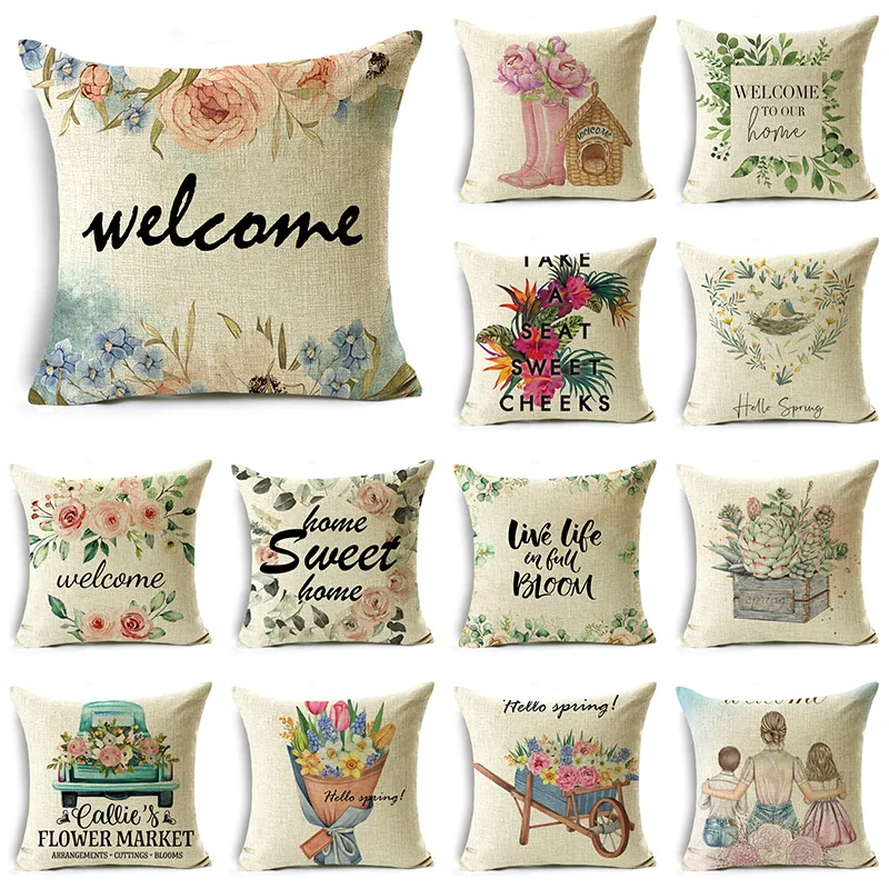 

Spring Pastoral Series Style Flower Garland Home Pillowcase Office Car Cushion Cover 40*40cm/45*45cm/50*50cm