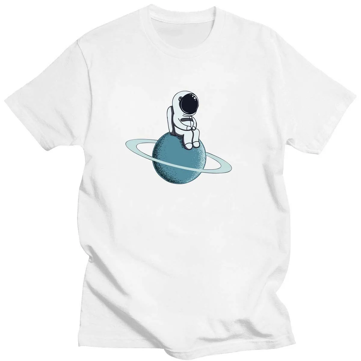 

Summer Space Astronaut Printed New Product T-Shirt Casual Loose Neutral Daily Short-Sleeved 14-Color Cotton Round Neck Top