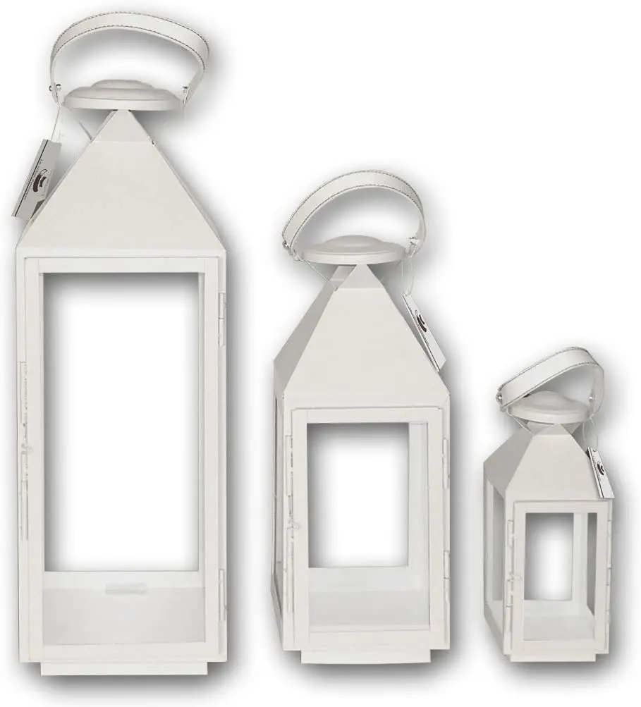 Набор металлических фонарей 3 шт. белый цвет для внутреннего или наружного