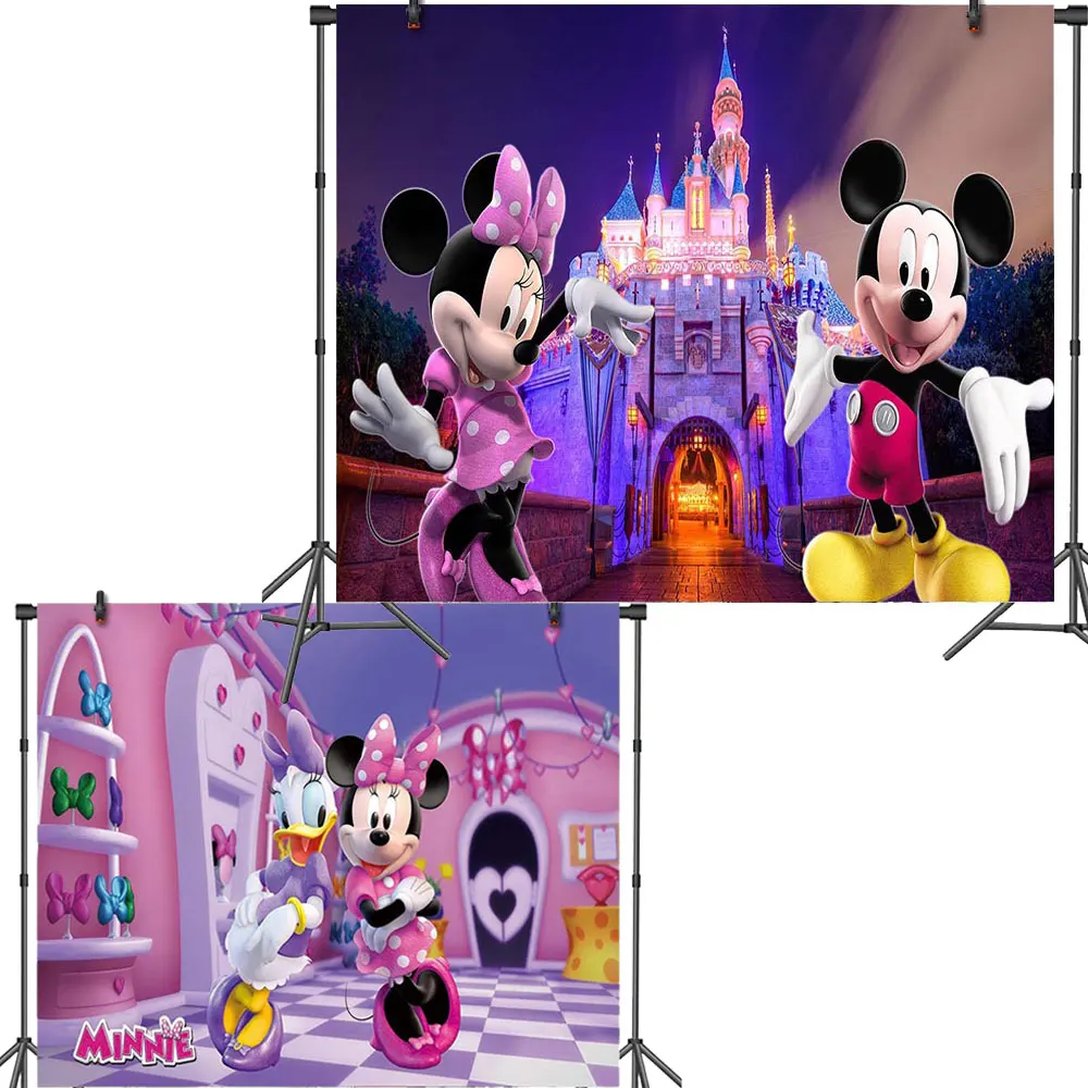 Фон для детской фотосъемки с изображением мультфильма Диснея Микки Минни