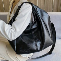 unique design black shoulder bag luxury women big shopper tote bags large capacity hobos bag lady soft leather messenger handbag