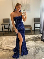 loverkiss womens sexy glitter off the shoulder blue prom dress with sequins mermaid formal party dress with high split 2022 new