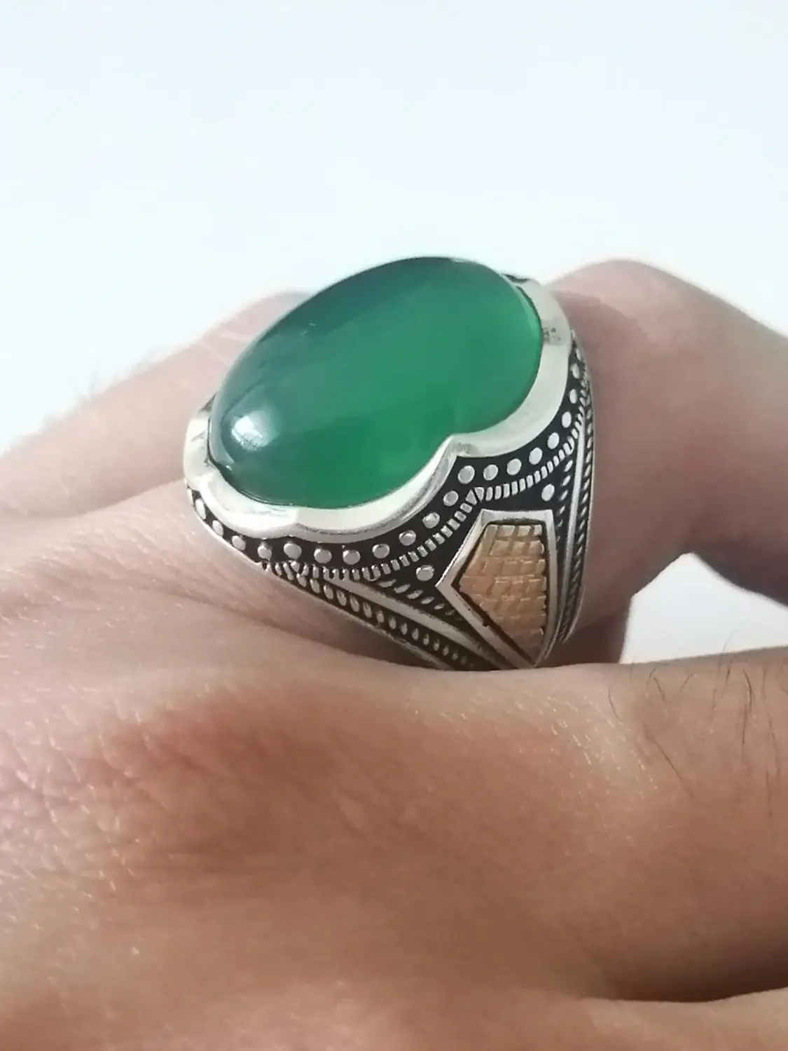 

925 Sterling Silver Ring With Stone For Men For Women Green Emerald Gemstone Gift For Him Men's Rings Handmade - Turkish Jewelry