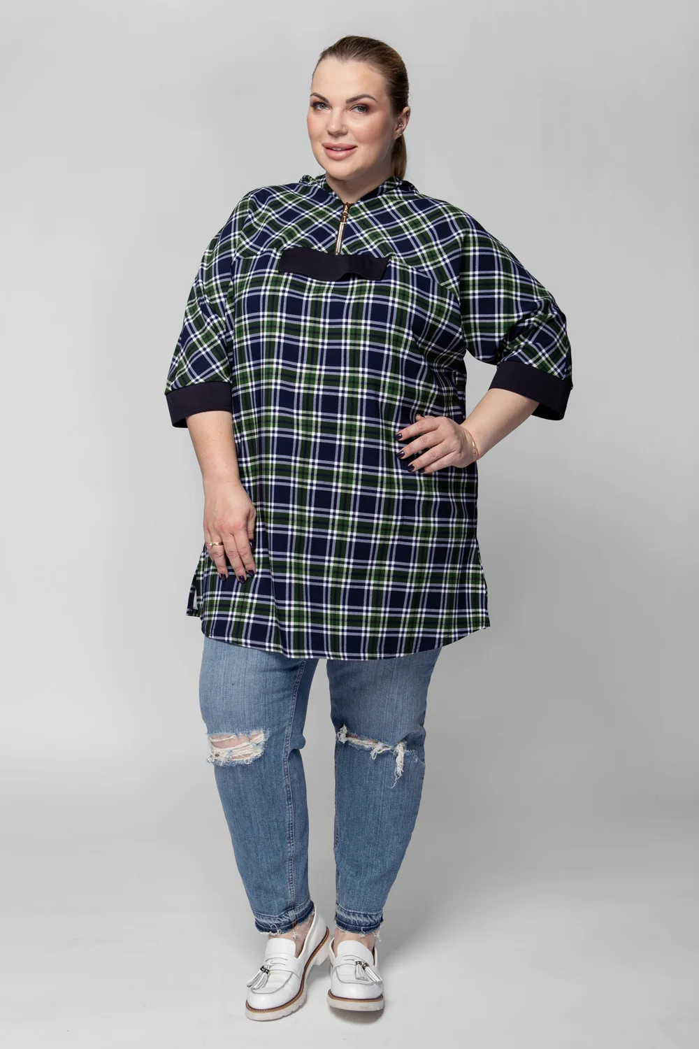 Туника удлиненная больших размеров для полных plus size домашняя вечерняя