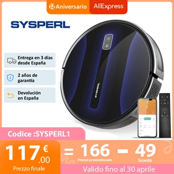 SYSPERL V40P Robotic Vacuum Cleaner for Wi-Fi Alexa Remote, Electric Home Hair Carpet Dust Cleaning 2600Pa 140mins Self-Charging