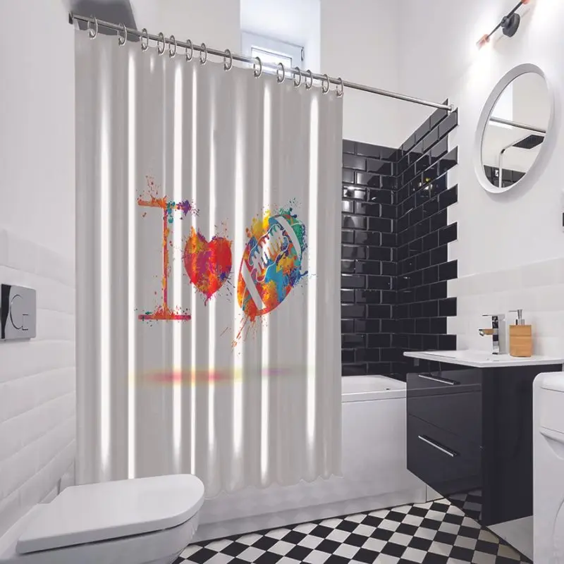 Занавеска для душа I Love бейсбольный дизайн элементы красочный красный желтый