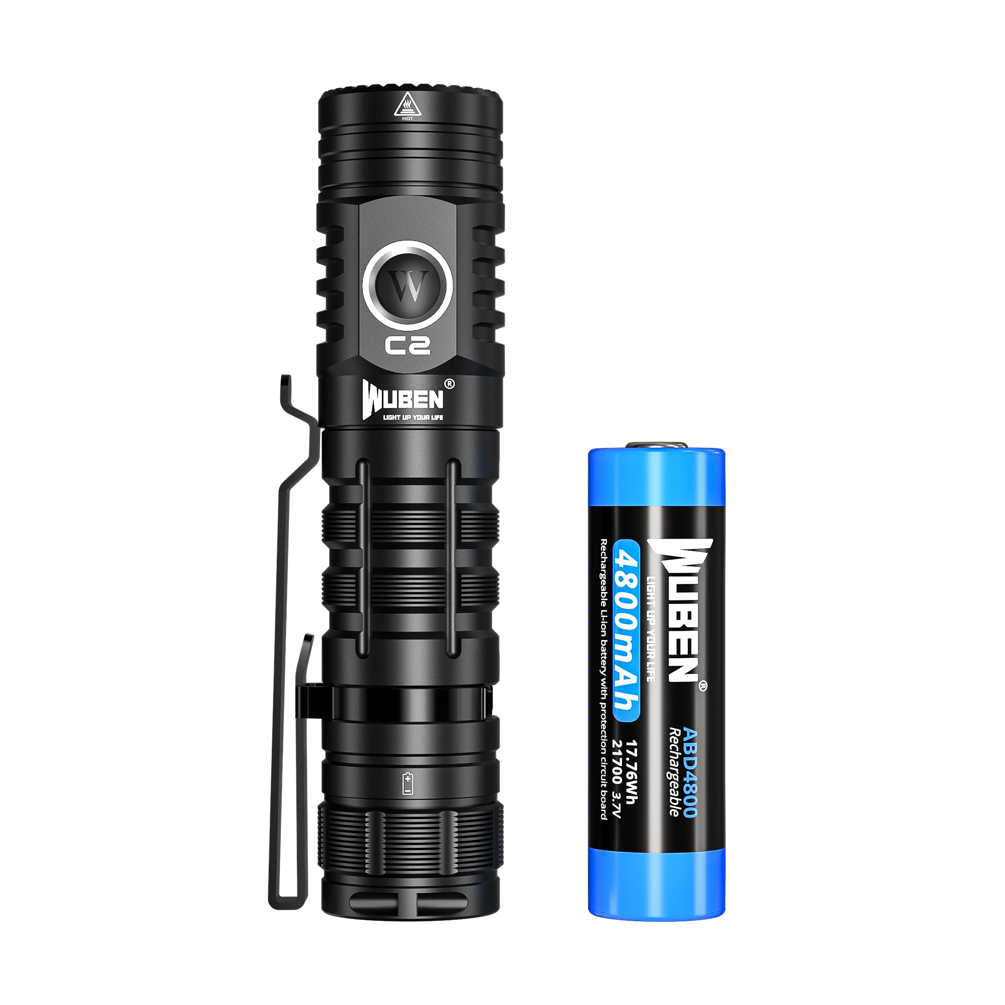 

WUBEN C2 LED Flashlight USB Rechargeable Torch 7 Modes Turbo Mode Reach 2000 LM IP68 Waterproof Light with 120 Working TIme