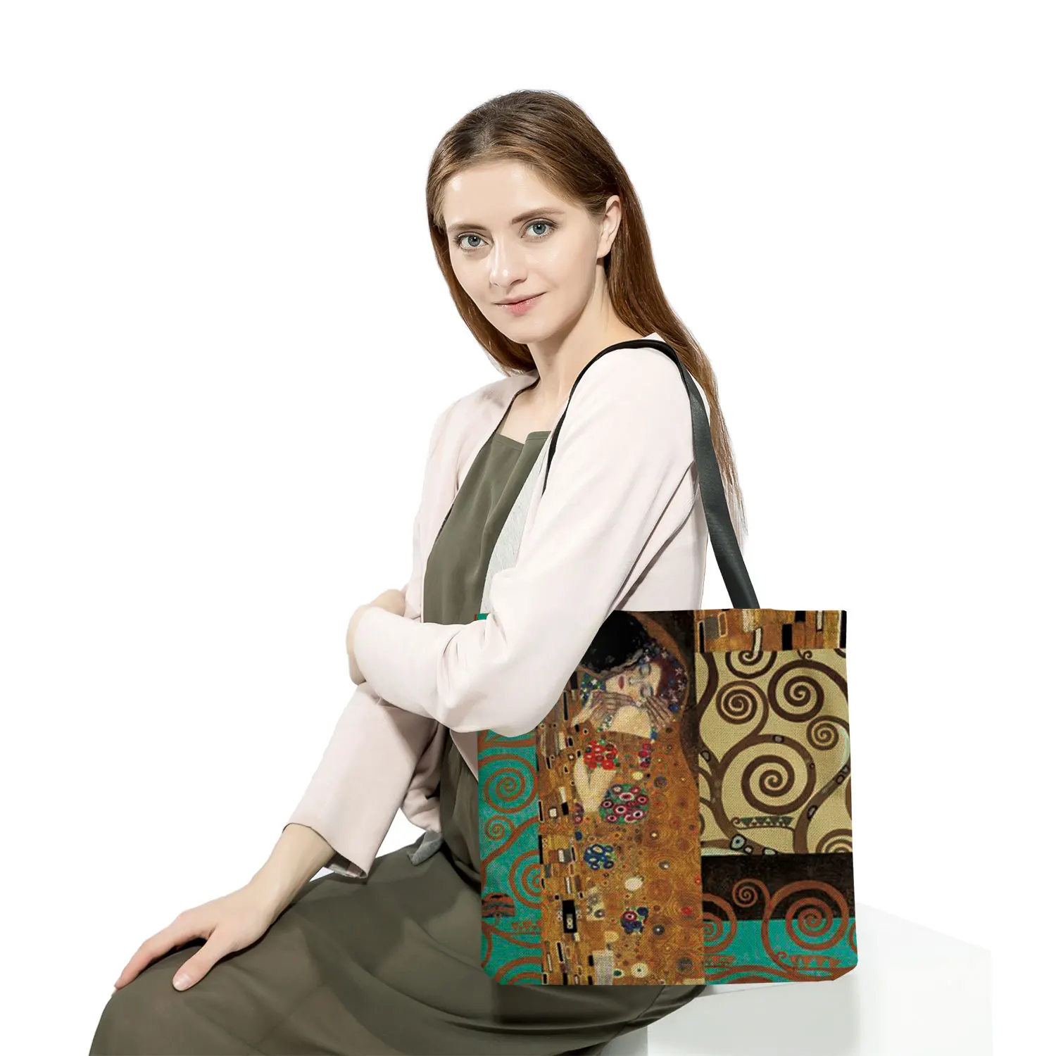 Golden Oil Painting Tears Tote Bag Gustav Klimt Ladies Fashion Handbag Eco Reusable Shoulder Shopping Bags Outdoor Beach Bag