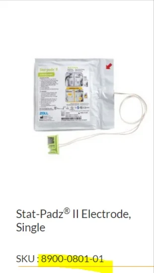 

Stat-Padz II Electrode, Single,PN:8900-0801-01 for ZOLL AED Plus (new,original)