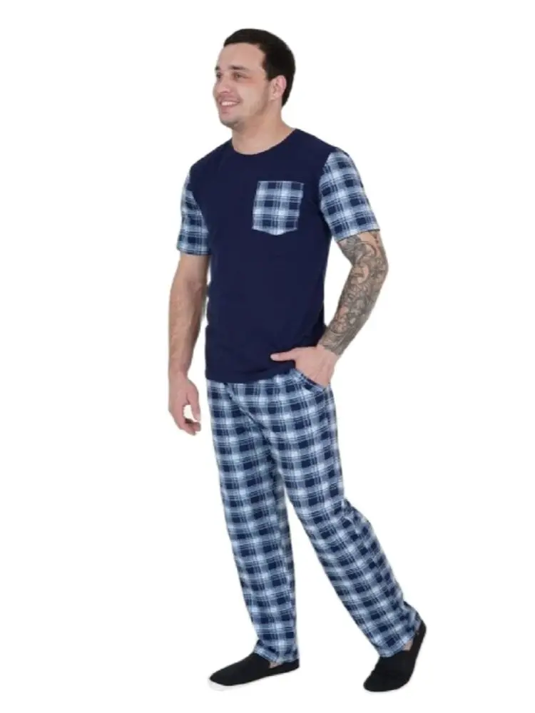 Комплект мужской домашний ZoyaStyle трикотажный костюм с брюками штаны и футболка