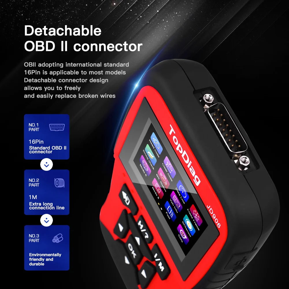 Автомобильный сканер двигателя TopDiag OBD2 JD906 считыватель кодов автомобиля