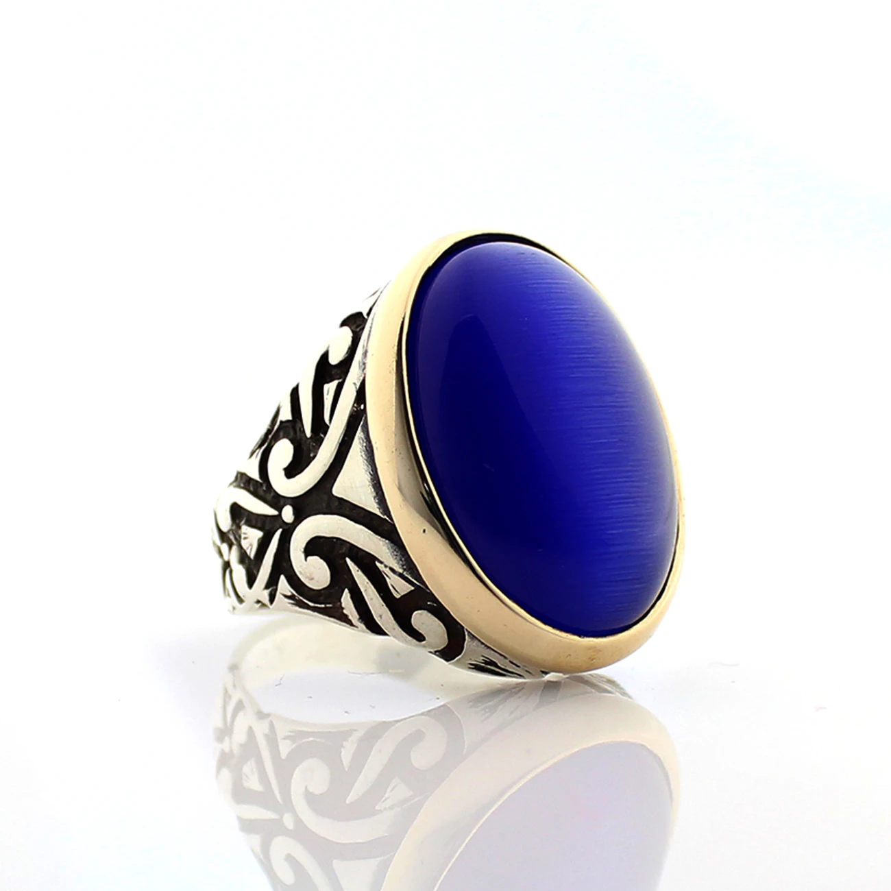 Pukka реальные 925 стерлингового серебра натуральный камень кольцо для мужчин Aqeq