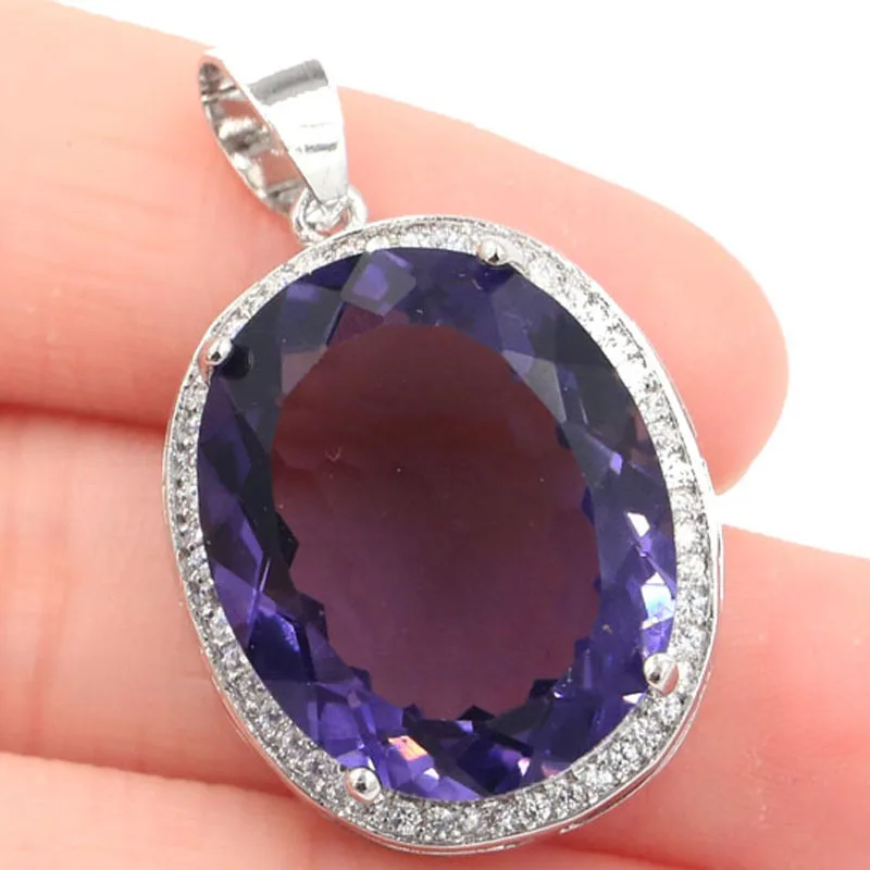 

38x31mm Multi Color Created Tourmaline Peridot Tanzanite for Women Flower Design Drop Shipping Silver Pendant