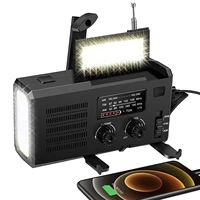 emergency solar hand crank portable radio weather radio with noaaamfm led flashlightreading lamp 4000mah power bank black