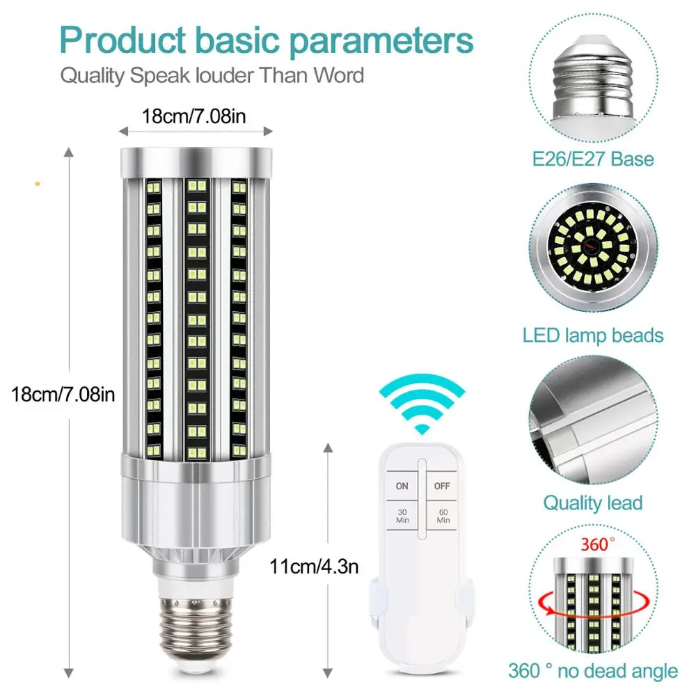 UVC 60W UV Germicidal Disinfection Light Bulb Led Corn 254nm Wave Ultraviolet Lamps 110V 220V E26 E27 | Лампы и освещение